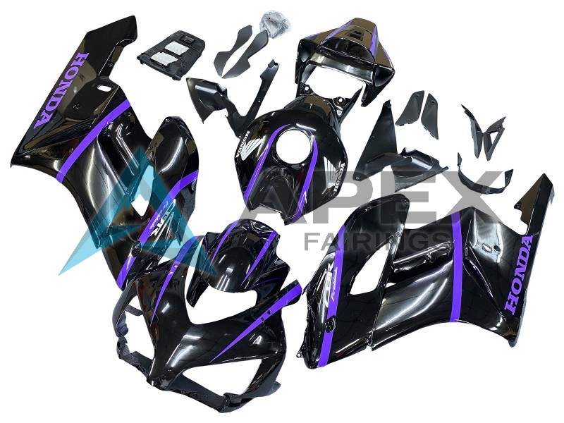 Glossy Black Purple Stripe - Honda CBR1000RR Fireblade SC57 (2004-2005) ABS Fairings | Apex Fairings — view 3