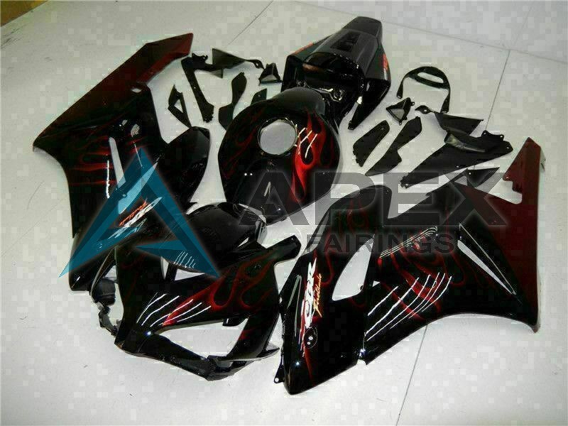 Glossy Black Red Flame - Honda CBR1000RR Fireblade SC57 (2004-2005) ABS Fairings | Apex Fairings — view 3