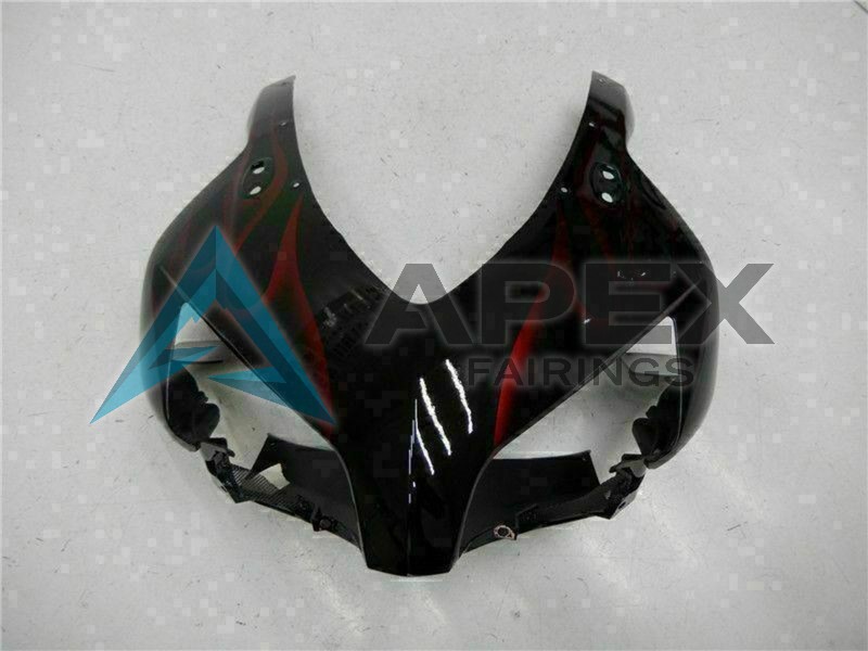Glossy Black Red Flame - Honda CBR1000RR Fireblade SC57 (2004-2005) ABS Fairings | Apex Fairings — view 4