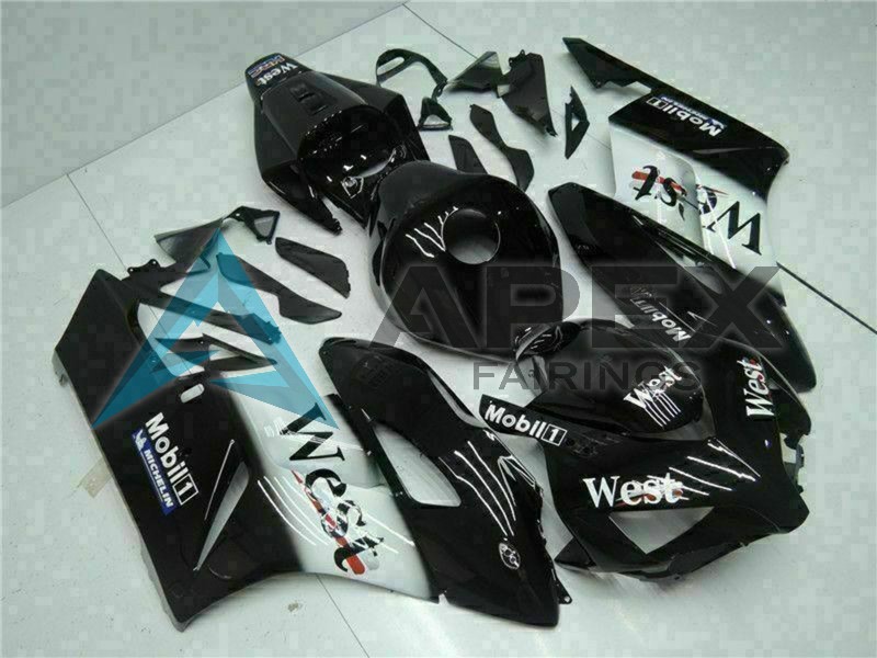 Glossy Black White West Mobil Michelin - Honda CBR1000RR Fireblade SC57 (2004-2005) ABS Fairings | Apex Fairings — view 3