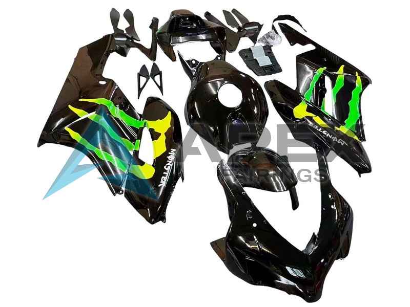 Glossy Black Yellow Green Monster - Honda CBR1000RR Fireblade SC57 (2004-2005) ABS Fairings | Apex Fairings — view 2