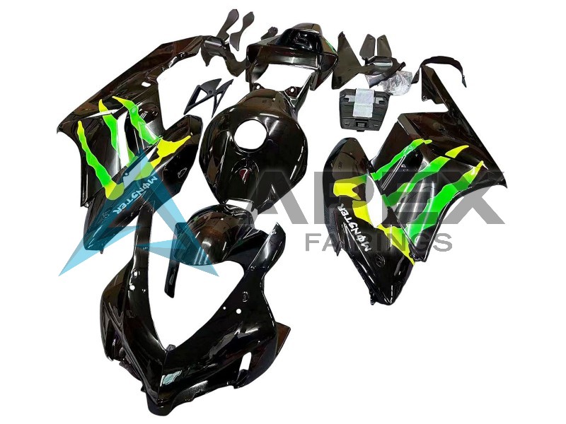 Glossy Black Yellow Green Monster - Honda CBR1000RR Fireblade SC57 (2004-2005) ABS Fairings | Apex Fairings — view 3