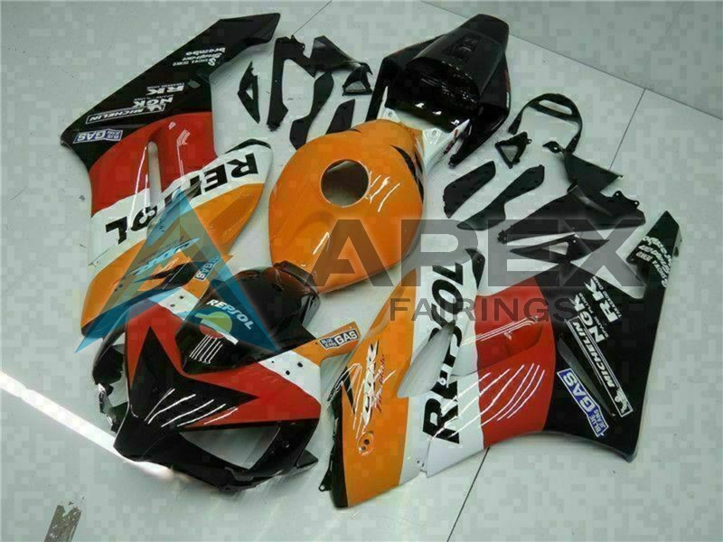 Orange White Glossy Black Stripe - Honda CBR1000RR Fireblade SC57 (2004-2005) ABS Fairings | Apex Fairings — view 2