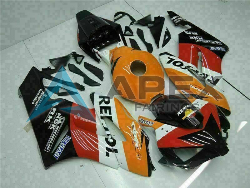 Orange White Glossy Black Stripe - Honda CBR1000RR Fireblade SC57 (2004-2005) ABS Fairings | Apex Fairings — view 3