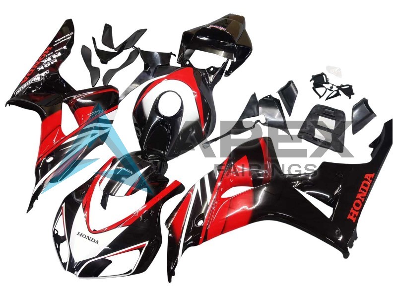 Red Glossy Black - Honda CBR1000RR Fireblade SC57 II (2006-2007) ABS Fairings | Apex Fairings — view 2
