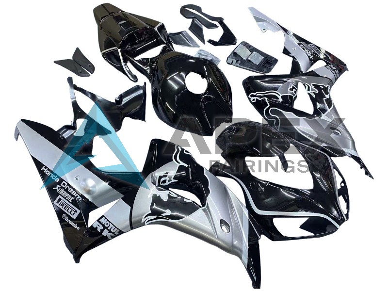 Silver Glossy Black Red Bull - Honda CBR1000RR Fireblade SC57 II (2006-2007) ABS Fairings | Apex Fairings — view 2