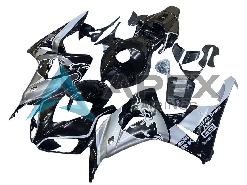 Silver Glossy Black Red Bull - Honda CBR1000RR Fireblade SC57 II (2006-2007) ABS Fairings | Apex Fairings — view 3