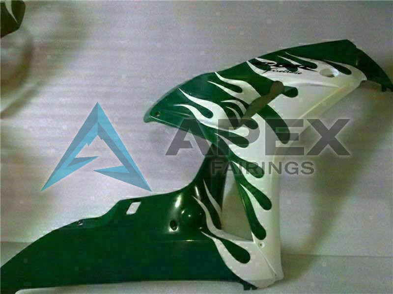 White Green Flame - Honda CBR1000RR Fireblade SC57 II (2006-2007) ABS Fairings | Apex Fairings — view 4