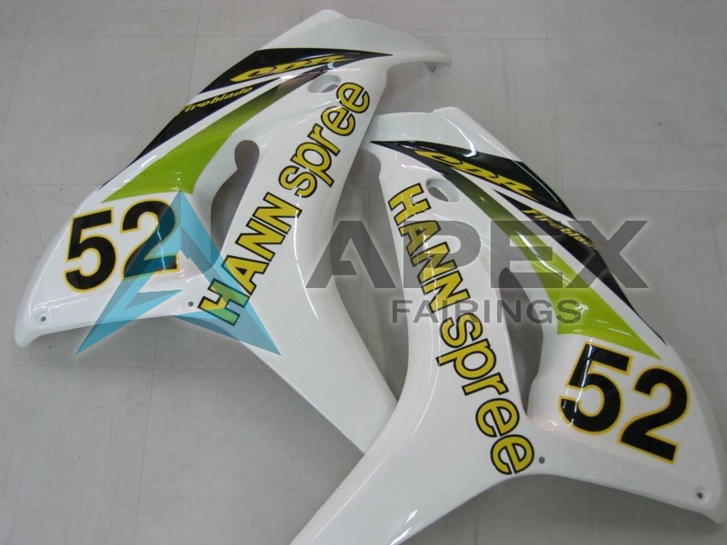 White Green Glossy Black Hannspree 52 - Honda CBR1000RR Fireblade SC57 II (2006-2007) ABS Fairings | Apex Fairings — view 2