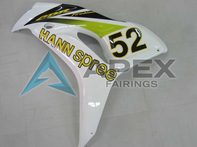 White Green Glossy Black Hannspree 52 - Honda CBR1000RR Fireblade SC57 II (2006-2007) ABS Fairings | Apex Fairings — view 3