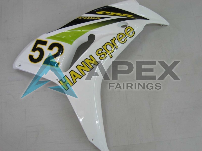 White Green Glossy Black Hannspree 52 - Honda CBR1000RR Fireblade SC57 II (2006-2007) ABS Fairings | Apex Fairings — view 4