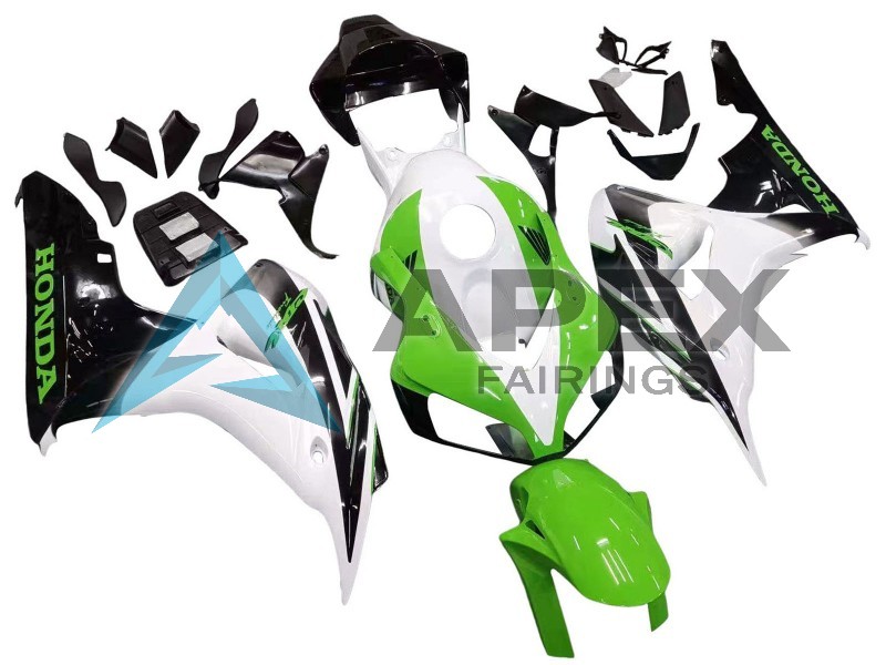 White Green Glossy Black - Honda CBR1000RR Fireblade SC57 II (2006-2007) ABS Fairings | Apex Fairings — view 2