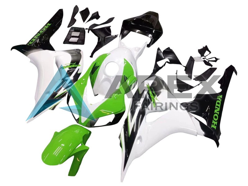 White Green Glossy Black - Honda CBR1000RR Fireblade SC57 II (2006-2007) ABS Fairings | Apex Fairings — view 3