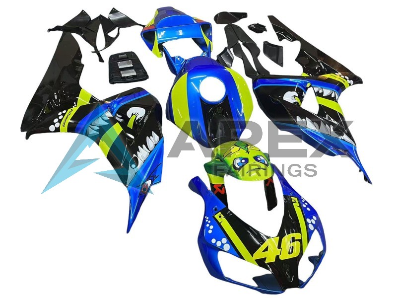 Blue Fluorescent Green Glossy Black Shark 46 - Honda CBR1000RR Fireblade SC57 II (2006-2007) ABS Fairings | Apex Fairings — view 2