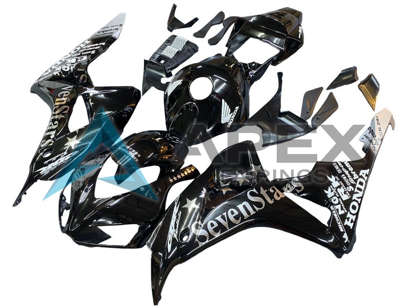 Glossy Black Gold SevenStars - Honda CBR1000RR Fireblade SC57 II (2006-2007) ABS Fairings | Apex Fairings — view 3