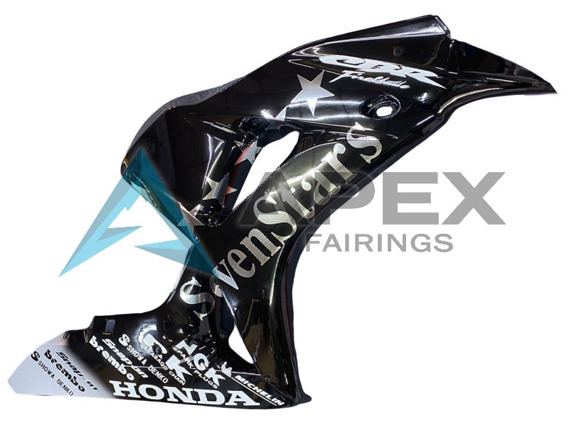 Glossy Black Gold SevenStars - Honda CBR1000RR Fireblade SC57 II (2006-2007) ABS Fairings | Apex Fairings — view 4