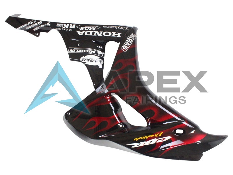 Glossy Black Yellow Red Flame - Honda CBR1000RR Fireblade SC57 II (2006-2007) ABS Fairings | Apex Fairings — view 4