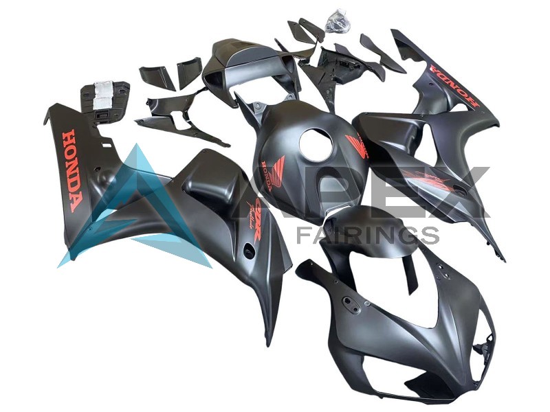 Matte Black Red Decals - Honda CBR1000RR Fireblade SC57 II (2006-2007) ABS Fairings | Apex Fairings — view 2