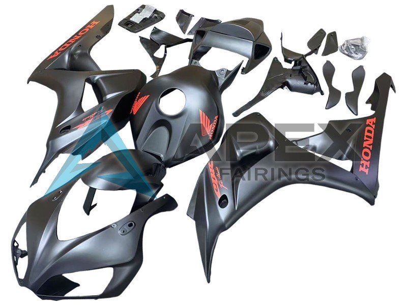 Matte Black Red Decals - Honda CBR1000RR Fireblade SC57 II (2006-2007) ABS Fairings | Apex Fairings — view 3
