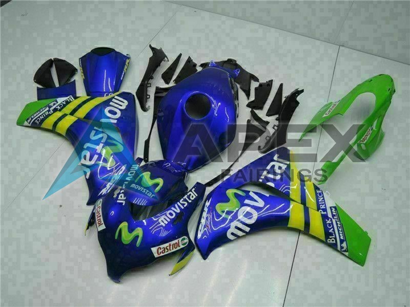 Blue Yellow Green MoviStar Castrol - Honda CBR1000RR Fireblade SC59 (2008-2011) ABS Fairings | Apex Fairings — view 2