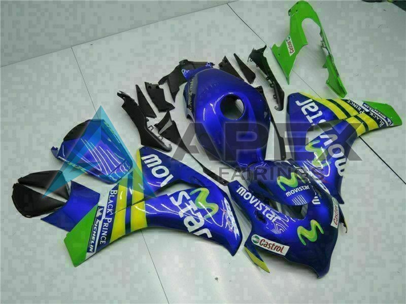 Blue Yellow Green MoviStar Castrol - Honda CBR1000RR Fireblade SC59 (2008-2011) ABS Fairings | Apex Fairings — view 3