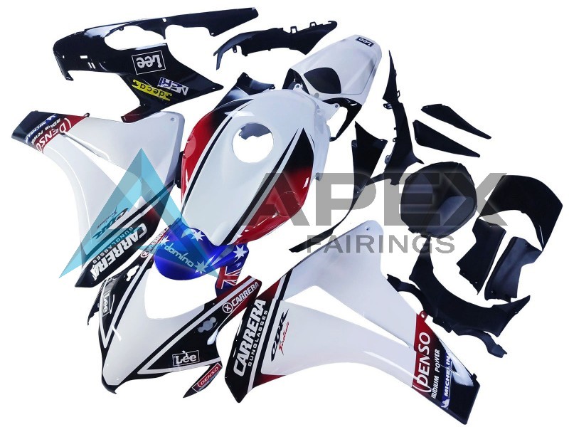 White Red Blue Black Star Lee Carrera - Honda CBR1000RR Fireblade SC59 (2008-2011) ABS Fairings | Apex Fairings — view 2