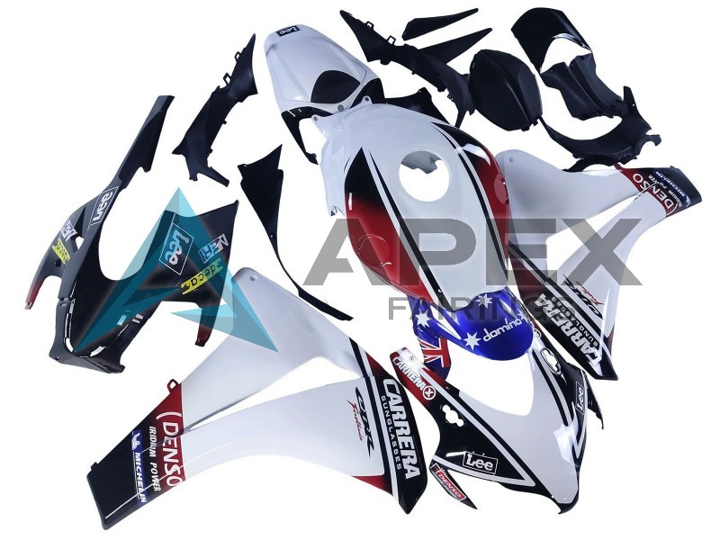 White Red Blue Black Star Lee Carrera - Honda CBR1000RR Fireblade SC59 (2008-2011) ABS Fairings | Apex Fairings — view 3