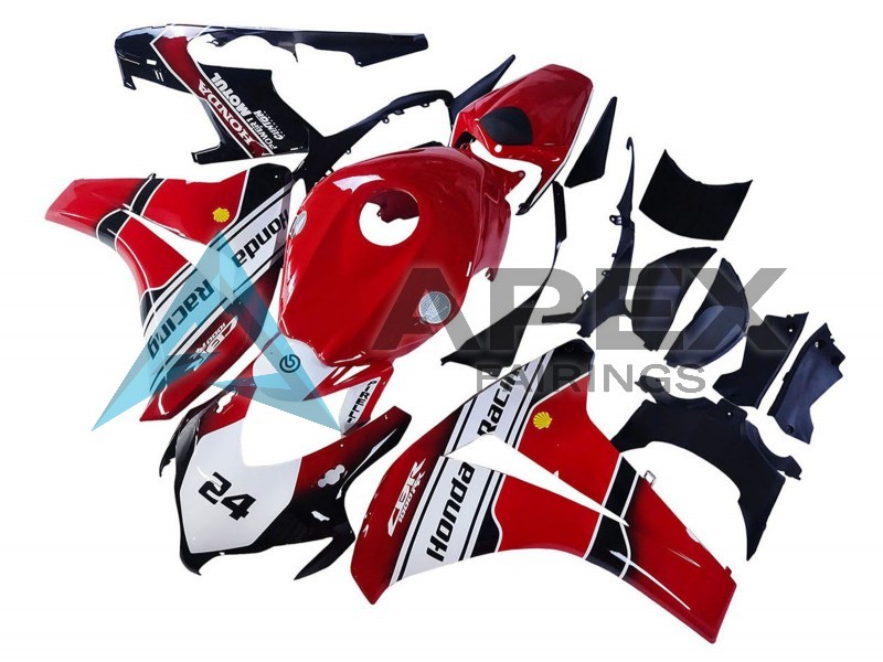 White Red Glossy Black Racing 24 - Honda CBR1000RR Fireblade SC59 (2008-2011) ABS Fairings | Apex Fairings — view 2