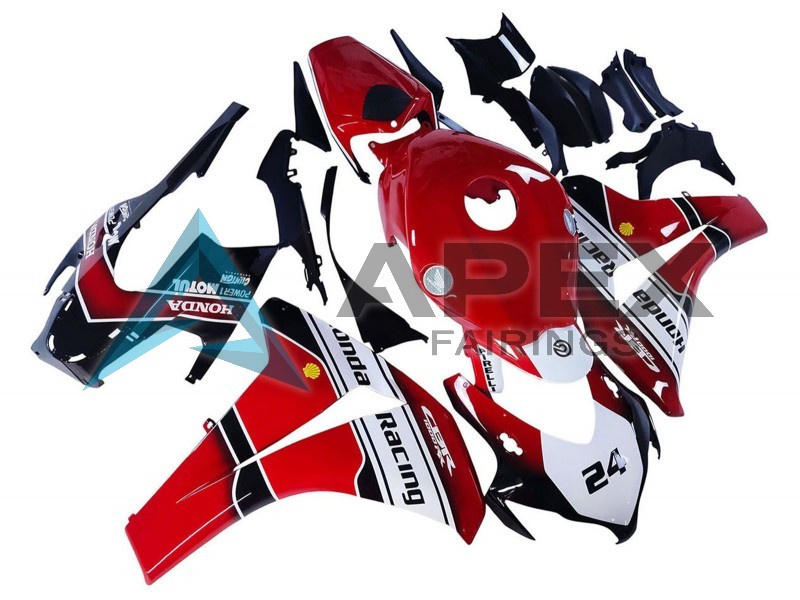 White Red Glossy Black Racing 24 - Honda CBR1000RR Fireblade SC59 (2008-2011) ABS Fairings | Apex Fairings — view 3