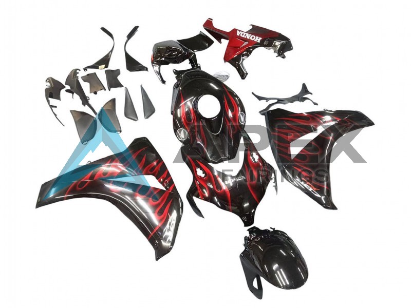 Glossy Black Red Flame - Honda CBR1000RR Fireblade SC59 (2008-2011) ABS Fairings | Apex Fairings — view 2