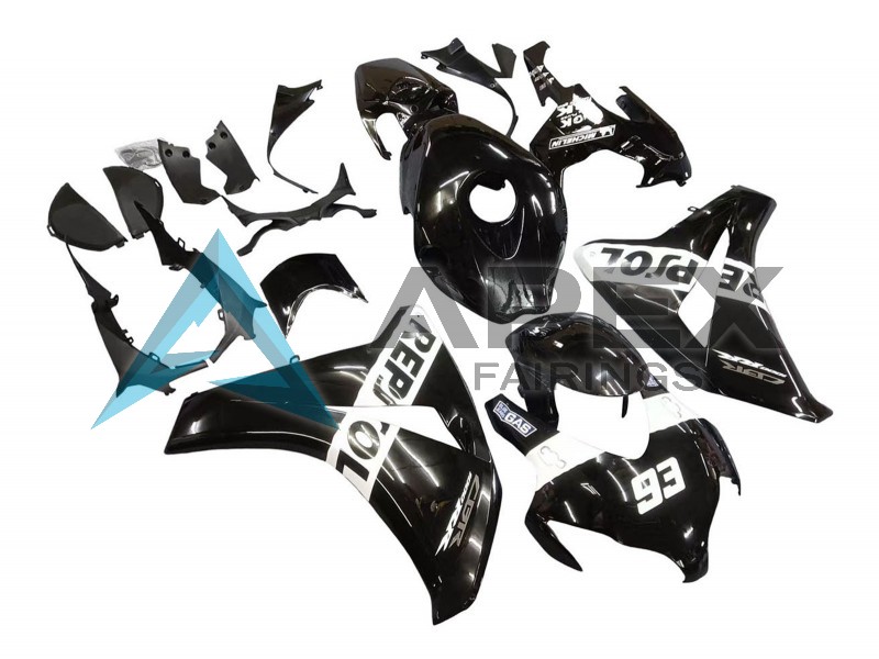 Glossy Black White Repsol 93 - Honda CBR1000RR Fireblade SC59 (2008-2011) ABS Fairings | Apex Fairings — view 3