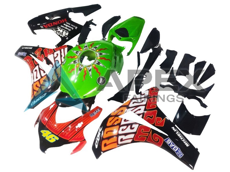 Green Orange Glossy Black Rossi Michelin 46 - Honda CBR1000RR Fireblade SC59 (2008-2011) ABS Fairings | Apex Fairings — view 2