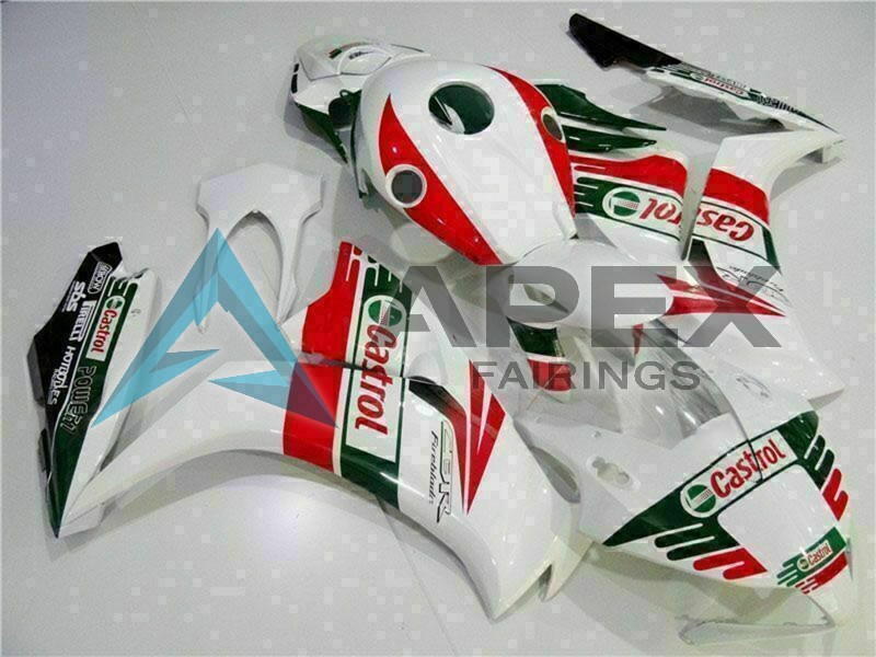 White Red Green Castrol - Honda CBR1000RR Fireblade SC59 II (2012-2016) ABS Fairings | Apex Fairings — view 3