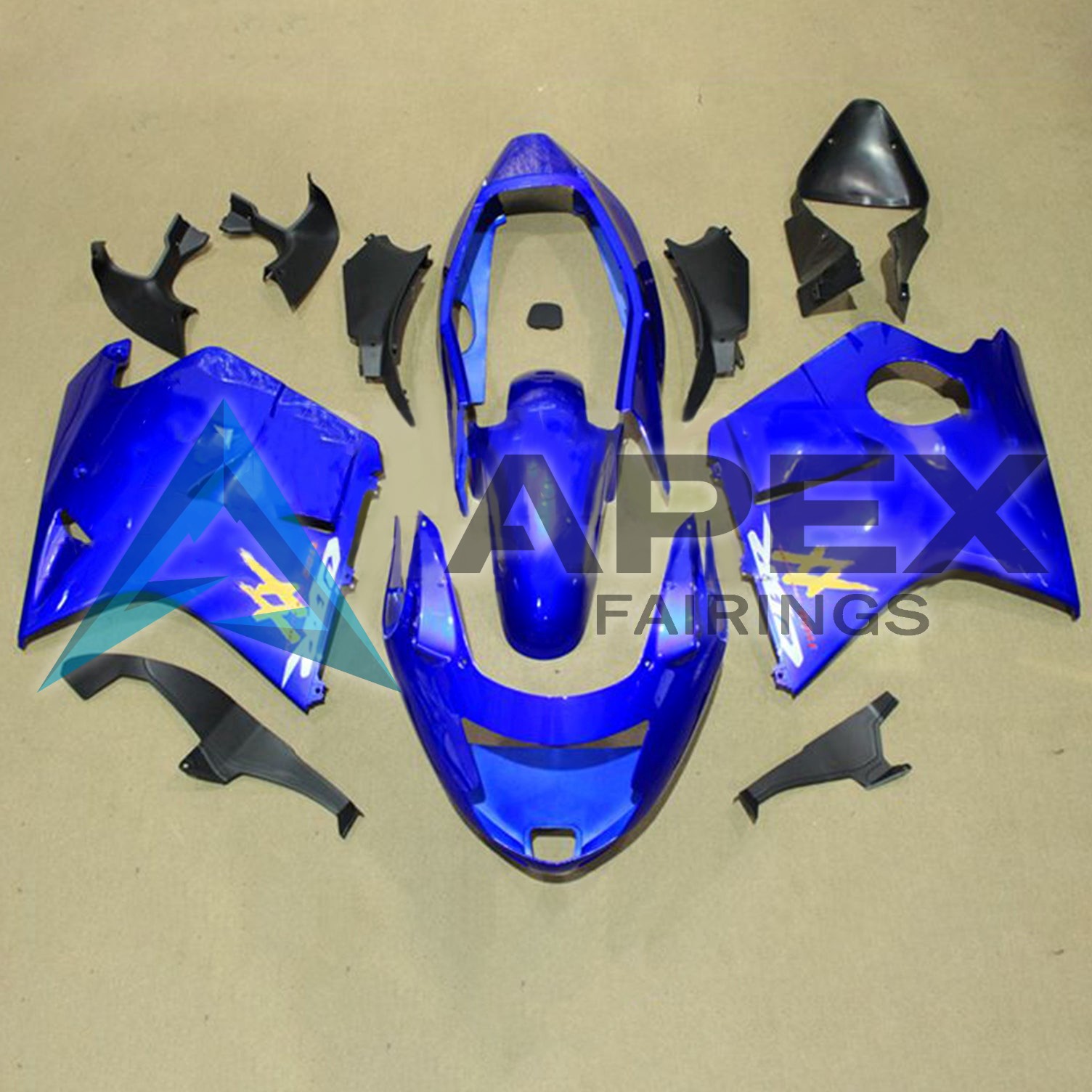 Blue with White CBR and Yellow XX - Honda CBR1100XX SuperBlackBird (1996-2007) ABS Fairings | Apex Fairings