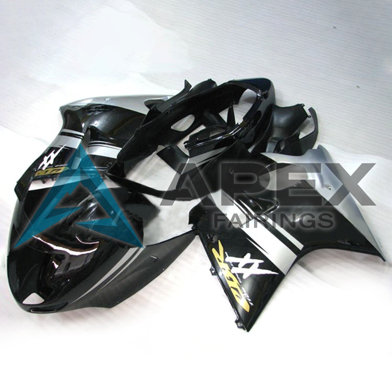 Black with Yellow CBR Logo and Grey Stripe XX - Honda CBR1100XX SuperBlackBird (1996-2007) ABS Fairings | Apex Fairings