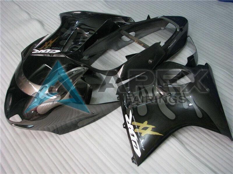 Glossy Black Silver Flame - Honda CBR1100XX Super Blackbird SC35 (1996-2007) ABS Fairings | Apex Fairings — view 2