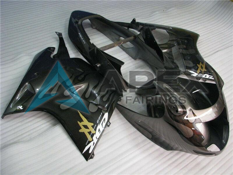 Glossy Black Silver Flame - Honda CBR1100XX Super Blackbird SC35 (1996-2007) ABS Fairings | Apex Fairings — view 3
