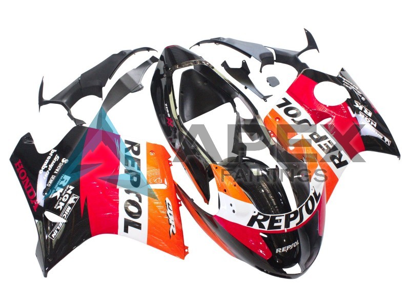 Orange White Red Glossy Black Repsol - Honda CBR1100XX Super Blackbird SC35 (1996-2007) ABS Fairings | Apex Fairings — view 2