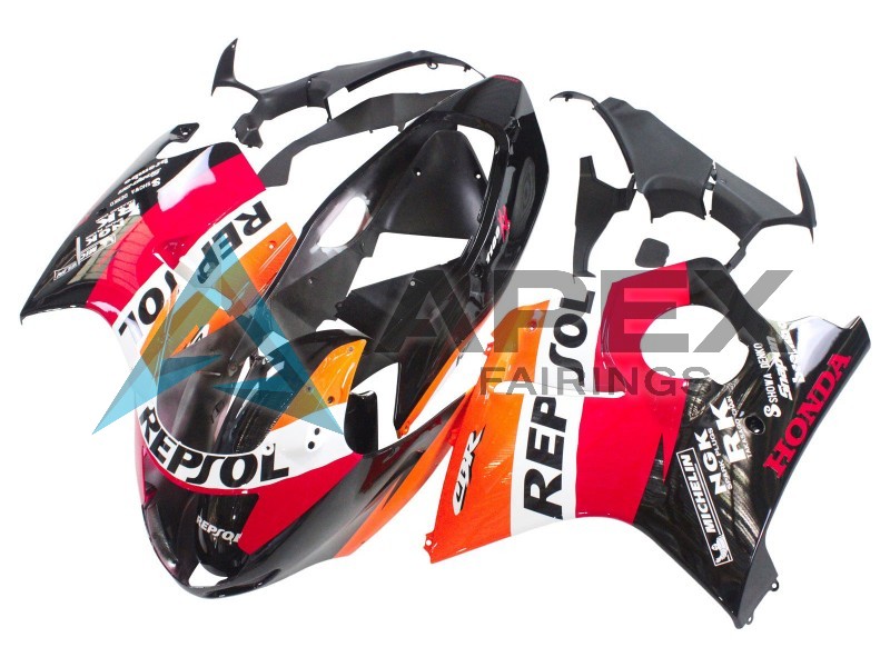 Orange White Red Glossy Black Repsol - Honda CBR1100XX Super Blackbird SC35 (1996-2007) ABS Fairings | Apex Fairings — view 3
