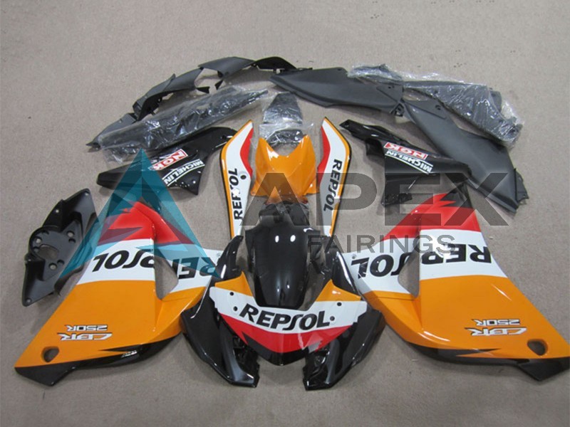 Orange White Red Glossy Black Repsol - Honda CBR125R (2011-2016) ABS Fairings | Apex Fairings