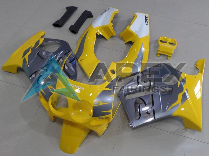 White Yellow Silver - Honda CBR250R MC19 (1988-1989) ABS Fairings | Apex Fairings