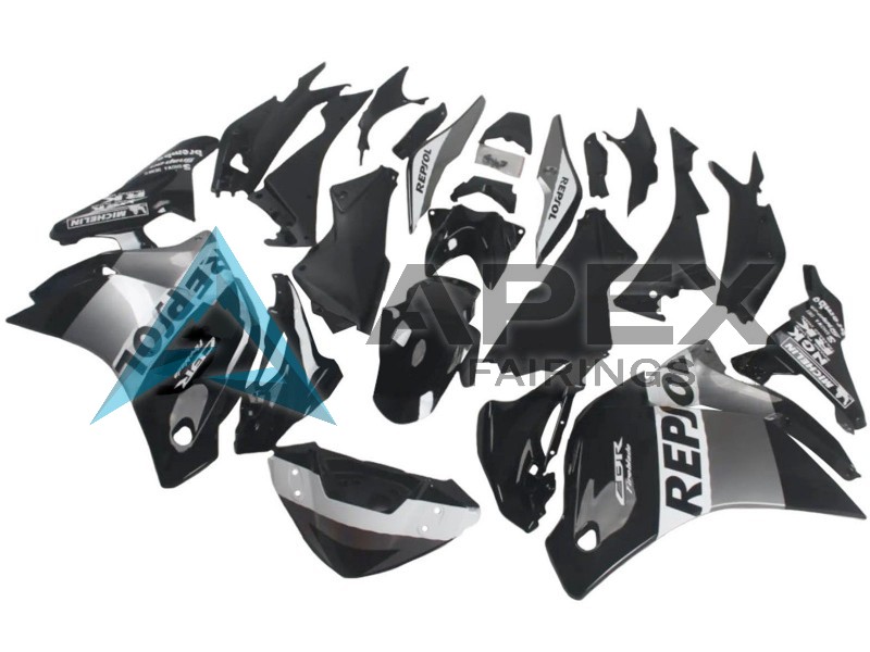 Silver White Glossy Black Repsol - Honda CBR250R MC41 (2011-2016) ABS Fairings | Apex Fairings