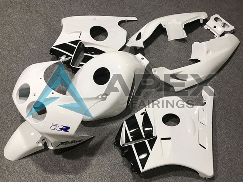 White Glossy Black - Honda CBR250RR MC22 (1990-1996) ABS Fairings — Style FE42 | Apex Fairings
