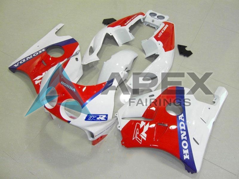 White Red Blue - Honda CBR250RR MC22 (1990-1996) ABS Fairings — Style FE45 | Apex Fairings