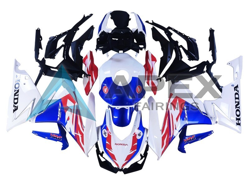 White Red Blue - Honda CBR400R (2019-2023) ABS Fairings — Style FE8 | Apex Fairings