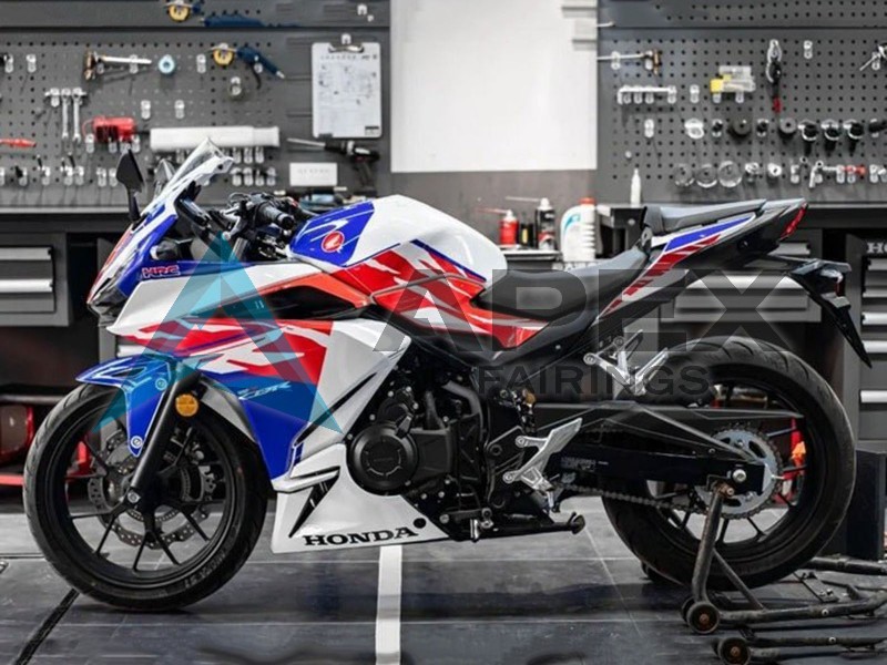 White Red Blue - Honda CBR400R (2019-2023) ABS Fairings — Style FE9 | Apex Fairings