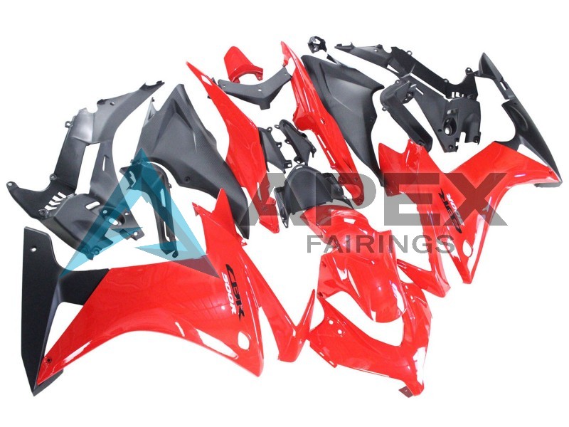 Red Matte Black - Honda CBR500R (2013-2015) ABS Fairings | Apex Fairings — view 2