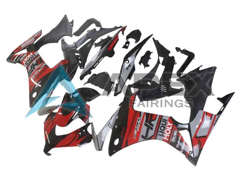 Red Silver Glossy Black - Honda CBR500R (2013-2015) ABS Fairings | Apex Fairings — view 3