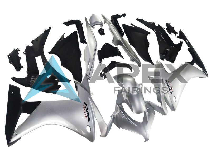 Silver Glossy Black - Honda CBR500R (2013-2015) ABS Fairings | Apex Fairings — view 2