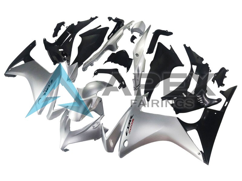 Silver Glossy Black - Honda CBR500R (2013-2015) ABS Fairings | Apex Fairings — view 3